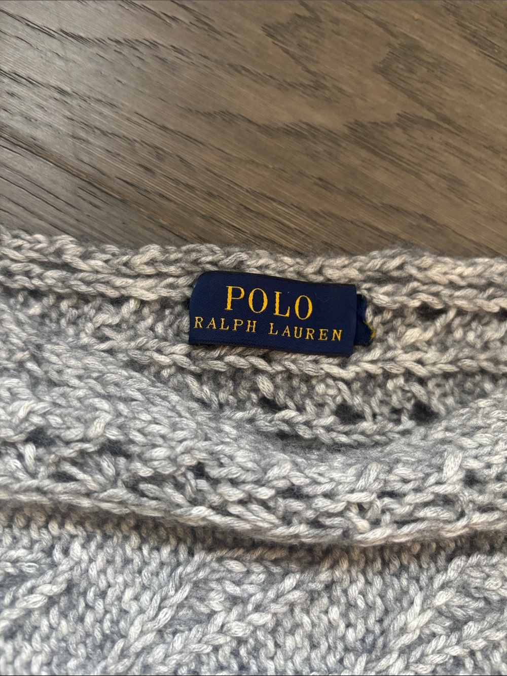 Polo Ralph Lauren | Grey Bohemian Open-Weave Cable Knit Sweater Poncho Size XL - Picture 7 of 14